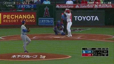 大谷翔平　トラウトを見逃し三振に仕留める！直球勝負から最後は鮮やかスイーパー　三者凡退の立ち上がり