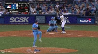 【WS第5戦】ドジャース、３回裏にキケ・ヘルナンデスのソロホームランで１点差に詰め寄る！！！！！！！！！！！！！！！