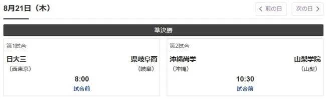 日大三、山梨学院、県岐阜商、沖縄尚学←これwwwwwww