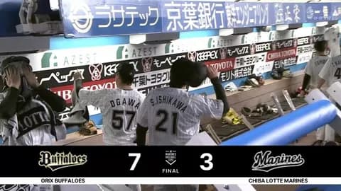 9月9日　ロッテ３－７オリックス　先発石川柊が6回2失点の力投も後続が炎上…西川に一発が飛び出すも及ばず連勝ストップ