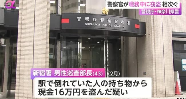 【悲報】最近の警察やりたい放題「倒れていた通行人から金盗む」「おばあちゃん家忍び込んで金盗む」