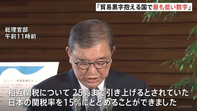 【有能】石破総理、対米関税を15%まで値切ることに成功してしまうwww