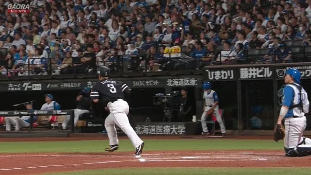 近藤健介の折れたバットが日ハム・八木裕コーチの頭に直撃　流血してベンチ裏へ