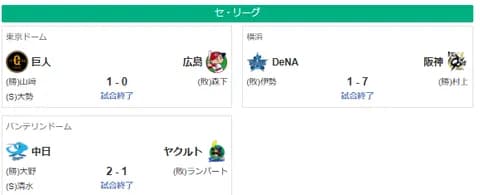 7/4セ順位　神======広-De巨====中=========ヤ