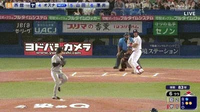【ヤクルト対巨人13回戦】ヤクルト、6回裏無死二塁からオスナのタイムリーで同点に追いつく！！！！！！！！！