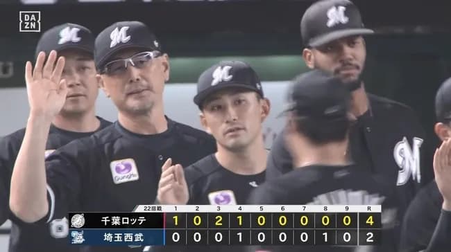 【西武対ロッテ22回戦】ロッテが４－２で西武に勝利し連敗３でストップ！小島８回２失点、自身４連勝で８勝目！藤岡V打！佐藤４号２ラン！西武は連勝４で止まり再び５位転落