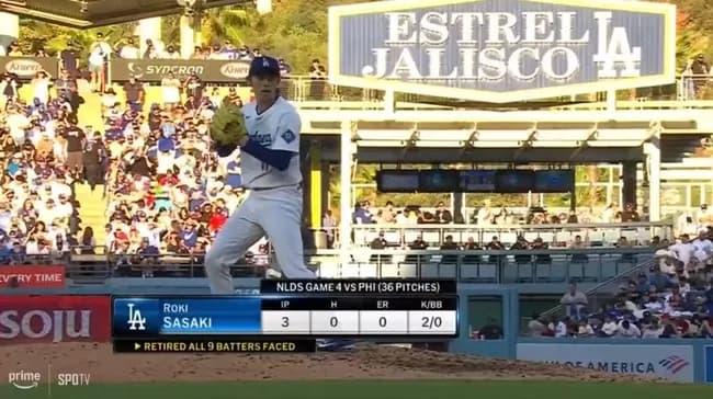 【WS第6戦】ドジャース・佐々木朗希、２点リードの８回裏から登板！！！！！