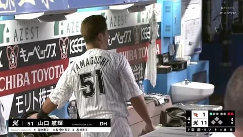 ロッテ山口航輝 打率.326(46-15) 7本 20打点 OPS1.159