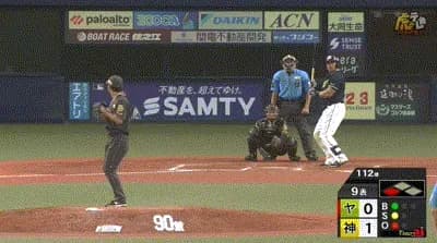 【阪神対ヤクルト17回戦】ヤクルト、土壇場9回表1アウト三塁からオスナの打球をセカンドがフィルダースチョイス、三塁ランナーが生還し同点に追いつく！！！！！！！！！！！