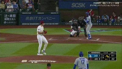大谷翔平に援護点！６回表２アウト一二塁からテオスカー・ヘルナンデスの２点タイムリースリーベースでリードを３点に広げる！！！！！！！！！！！！