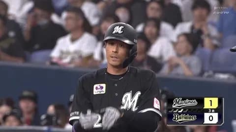 岡大海タイムリー！ロッテ、宮城から先制！！