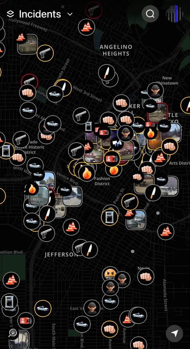 【画像】ロサンゼルス警察「いま犯罪が起きてる場所をマップ化しました、ここには近寄らないで！」