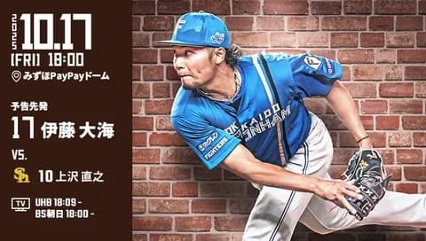 伊藤大海 10月16日パ・リーグCSファイナルステージ 第3戦 予告先発！ 18:00～