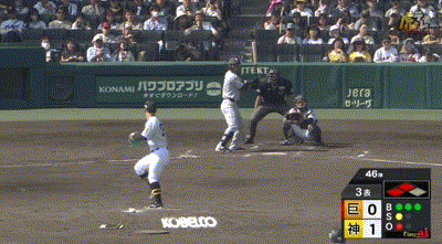 【阪神対巨人6回戦】巨人、3回表1アウト二三塁から吉川尚輝の内野ゴロの間に三塁ランナーが生還し同点に追いつく！！！！！