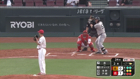 巨人・リチャード、移籍後第1打席に挨拶代わりの外の変化球で三振