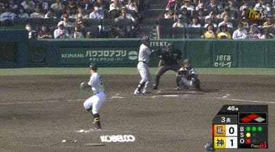 【阪神対巨人6回戦】巨人、3回表1アウト二三塁から吉川尚輝の内野ゴロの間に三塁ランナーが生還し同点に追いつく!!!!!