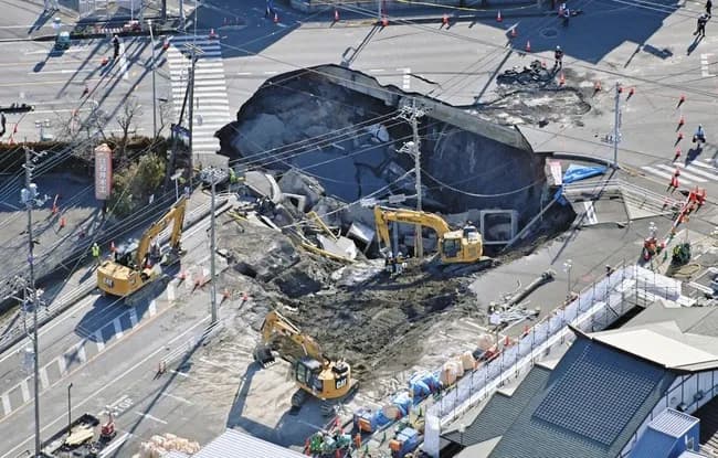 【超速報】埼玉の道路大穴事件、トラックの運転席部分に人らしき姿を確認 明日救出へ