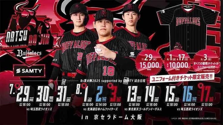 オリックス、25年度夏の陣ユニ発表!黒と赤の常熱レッド!!