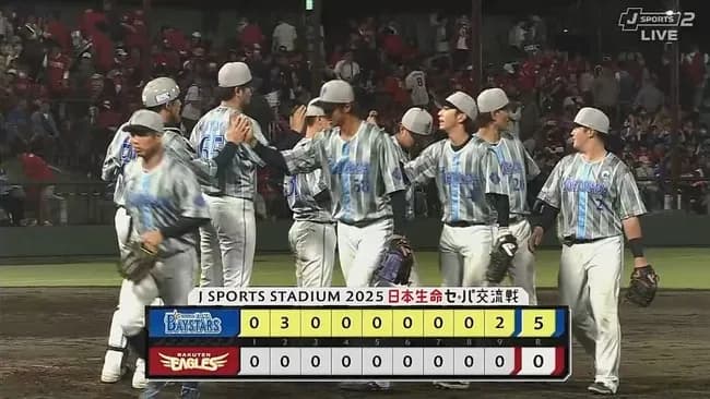 【楽天対DeNA3回戦】DeNAが5-0で楽天に勝利!地方球場の連敗は8でストップ!筒香先制打!ケイ7回零封で4勝目!三浦監督通算300勝!楽天は今季9度目の零封負け