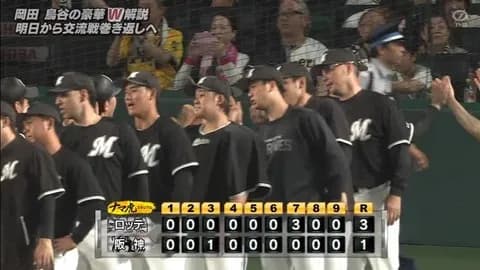 6月17日 阪神1-3ロッテ 1500試合出場の角中が同点打!続く藤原が決勝打を放ち見事逆転勝利!