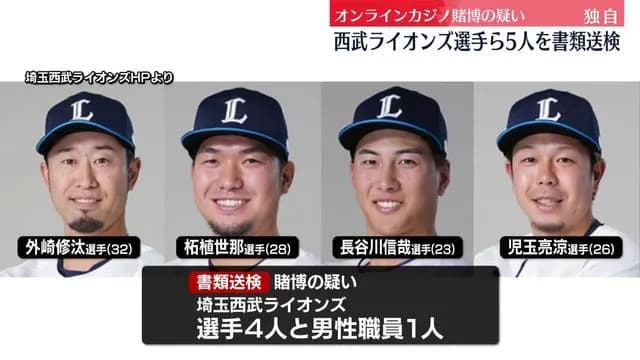 【オンカジ】西武・外崎、ツゲ、ハセシンなど5人を書類送検ww