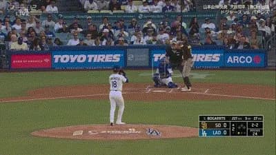 ドジャース・山本由伸、2回にパドレス・ボガーツにソロホームランを打たれ先制点を許す…
