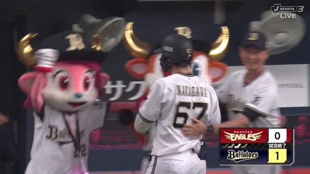 オリックス・田嶋、9回134球無失点 → 中川サヨナラホームランで完封達成