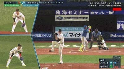 【オールスター2025第2戦】パ・リーグ 清宮、4回表にグリフィンからソロホームラン!リードを7点に広げる!!!!!!!!!!