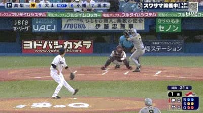 【ヤクルト対阪神14回戦】阪神、初回2アウト二三塁からワイルドピッチで三塁ランナーが生還し1点先制!!!!!!!!!!