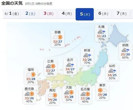 【死報】東京に39℃の予報