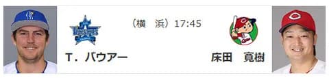 【公示】DeNA一軍昇格・抹消なし 8/5(火)の予告先発(DB-C)バウアー×床田寛樹