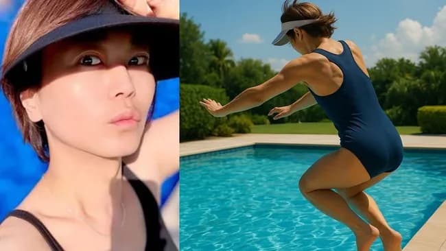 【限界突破】氷川きよし(47)さん、プールでスク水姿を披露wwww