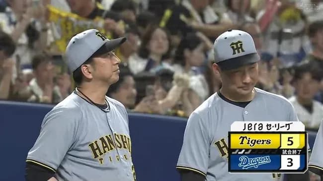 【中日対阪神18回戦】阪神が5-3でちゅにちに勝利し3連勝!Ⅿ6!佐藤輝がキング独走35号2ラン&熊谷がプロ初弾2ラン!村上自己最多11勝目!石井46試合連続無失点!