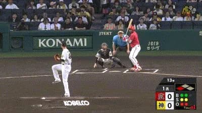 【阪神対広島21回戦】広島、初回2アウト三塁からワイルドピッチで三塁ランナーが生還し1点先制!!!!!!!!!!