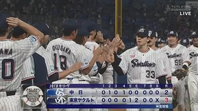 【ヤクルト対中日20回戦】ヤクルトが3-2で中日に逆転勝ち!6回北村恵が逆転打!2番手松本健が今季初勝利!中日は3連敗で3位・DeNAに4・5ゲーム差