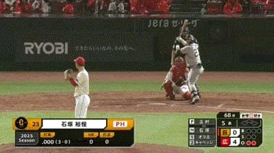 【広島対巨人25回戦】巨人ドラ1石塚裕惺、プロ初安打!!!!!!!!!!!!!!