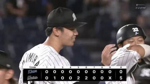 9月24日 ロッテ5-0西武 先発木村が9回3安打無失点の快投でプロ初完封勝利!打線も二桁安打と躍動し3連勝!