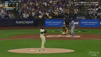 ドジャース・山本由伸に援護点!2回表にテオスカー・ヘルナンデスがPS第4号同点ソロホームラン!!!!!!!!!!!!!!