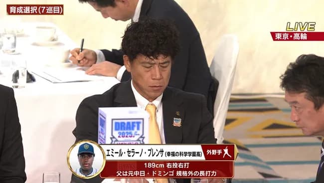 ソフトバンク、ドミンゴの息子エミール・セラーノ・プレンサを育成7位で指名wwwwwwwwww