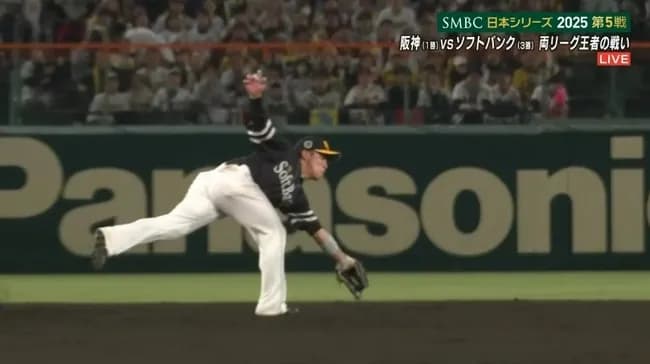 【日本シリーズ第5戦】ソフトバンク・野村勇、ファインプレー!!!!!!!!!!!!!!!!!!