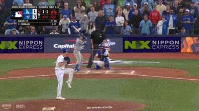 【WS第7戦】ドジャース、6回表1アウト一三塁からエドマンの犠牲フライで1点差に詰め寄る!!!!!!!!!!!!!!!!!!!