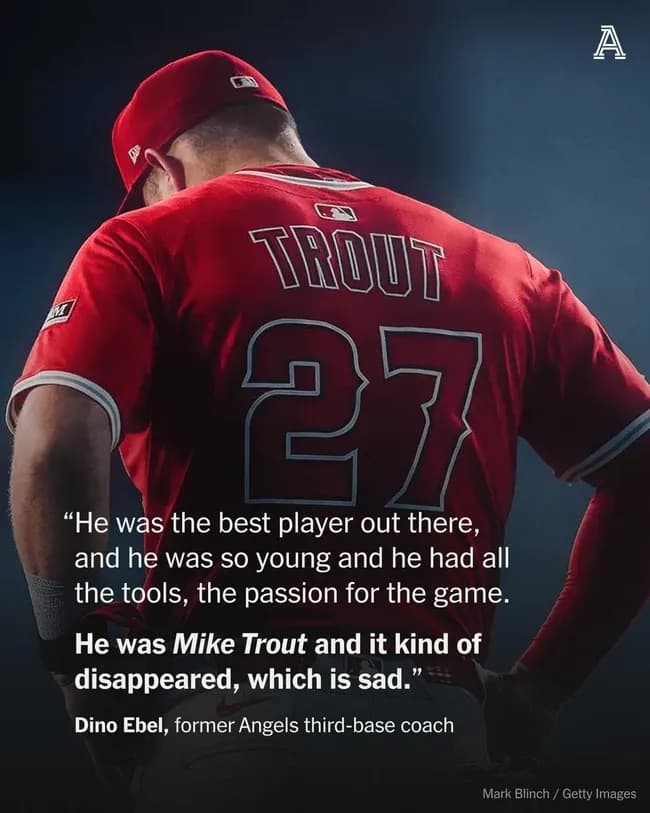 【悲報】米メディア嘆く「マイク・トラウトは世代を代表するMLBの才能だったのにどうして...」