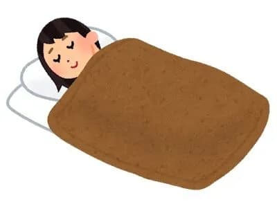 毛布を布団の上に掛けるwww