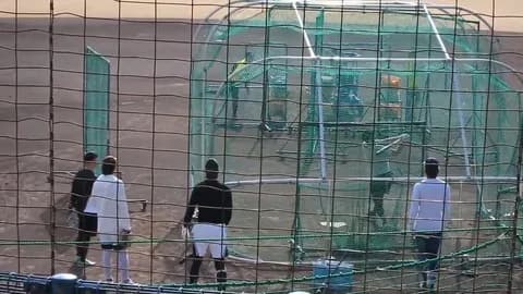 ロッテ安田、柳田の自主トレで柵越連発!
