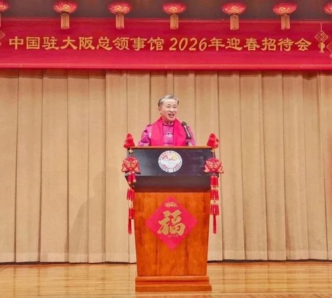 首斬り発言の中国大阪領事、久しぶりに登場し日中友好を訴える!