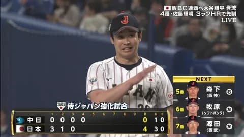 侍ジャパン種市、圧巻のMAX156キロで1奪三振含む三者凡退!