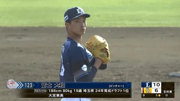 西武育成・冨士大和が2回無失点の好投!西口監督「現状だったら中継ぎ」