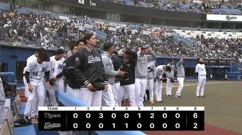 3月18日 ロッテ2-6阪神 先発木村が被弾を浴びるなど3失点、西川の適時打など一時1点差に迫るも後続も打たれ連勝ならず