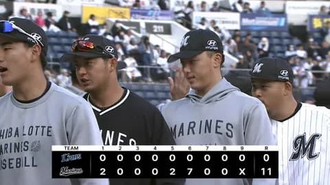 3月28日 ロッテ11-0西武 先発田中が6回無失点の好投!打線が二桁得点と大爆発し開幕カード勝ち越し確定!