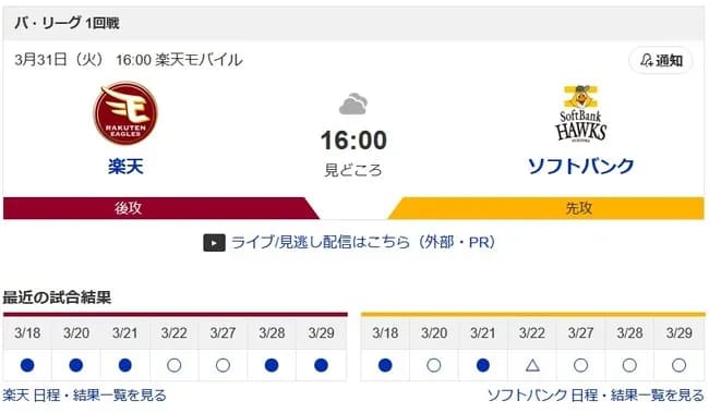 なんで楽天対ソフトバンクだけ16時開始なの?
